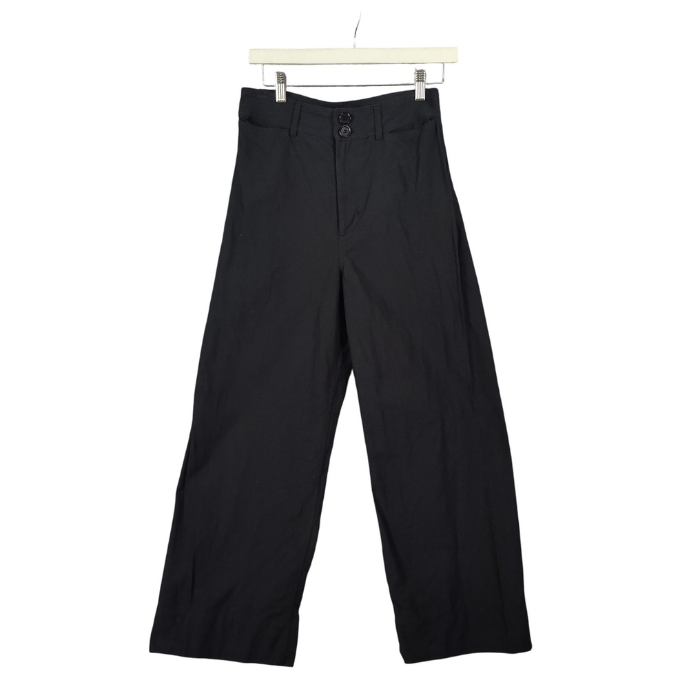 Apiece Apart Merida Pants Black High Rise Wide Leg Cotton Trousers Size 6